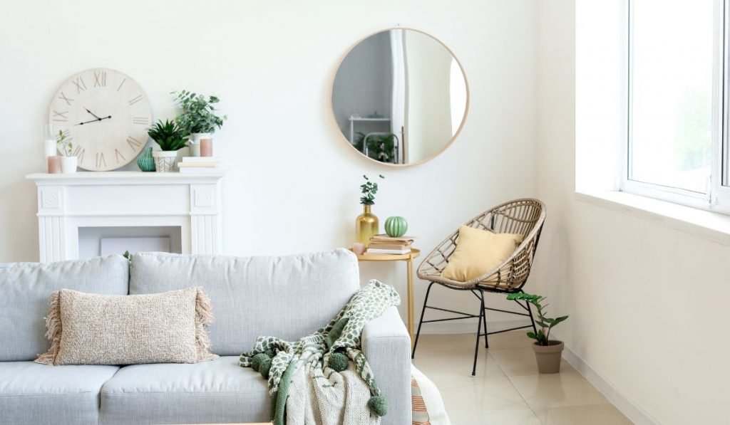 Artwork and mirrors fireplace