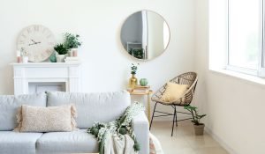 Artwork and mirrors fireplace