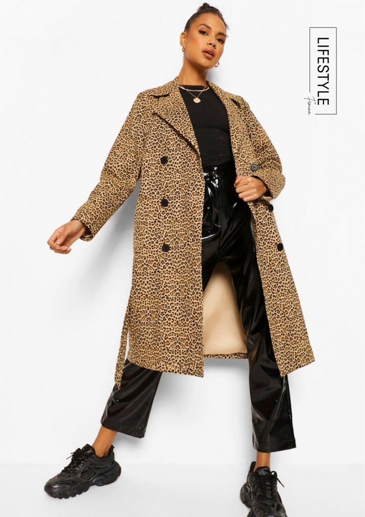 Leopard Print Trench Coat