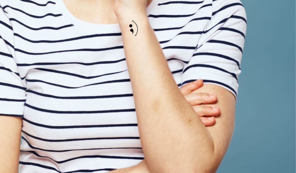 Smiling Semicolon Tattoo