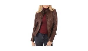 brown leather trench coat