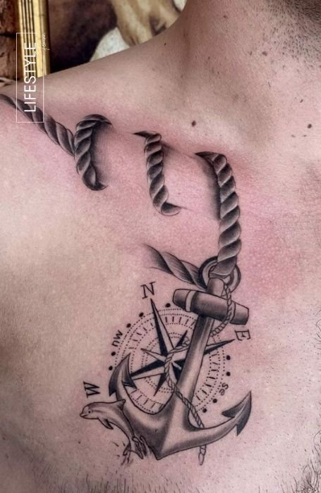 Anchor Chest Tattoo