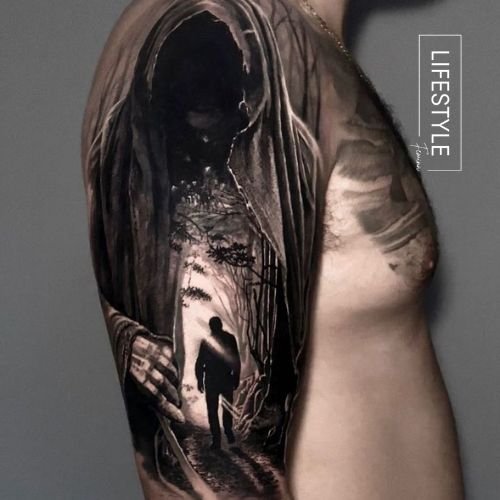 Death and Demon Surrealism Tattoo