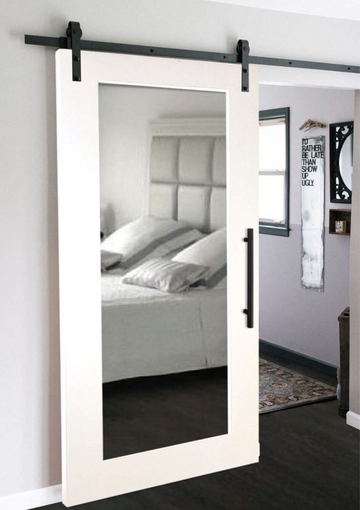 Mirrored bathroom doors