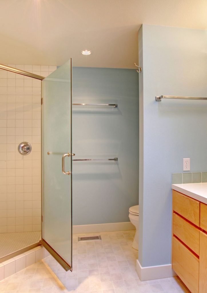 glass bathroom door.