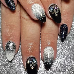 Black And White Glitter Ombre Design