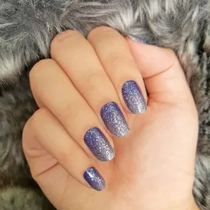 Design for Blue Ombre Nails With Silver Swirls