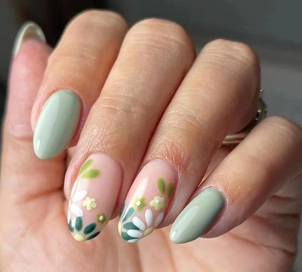 Floral Sage Green Tips