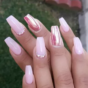 Metallic Accents Summer Acrylic Nail