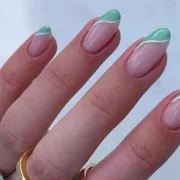 Sage Green French Tip Nails
