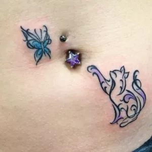 Cat Tattoo With Belly Button
