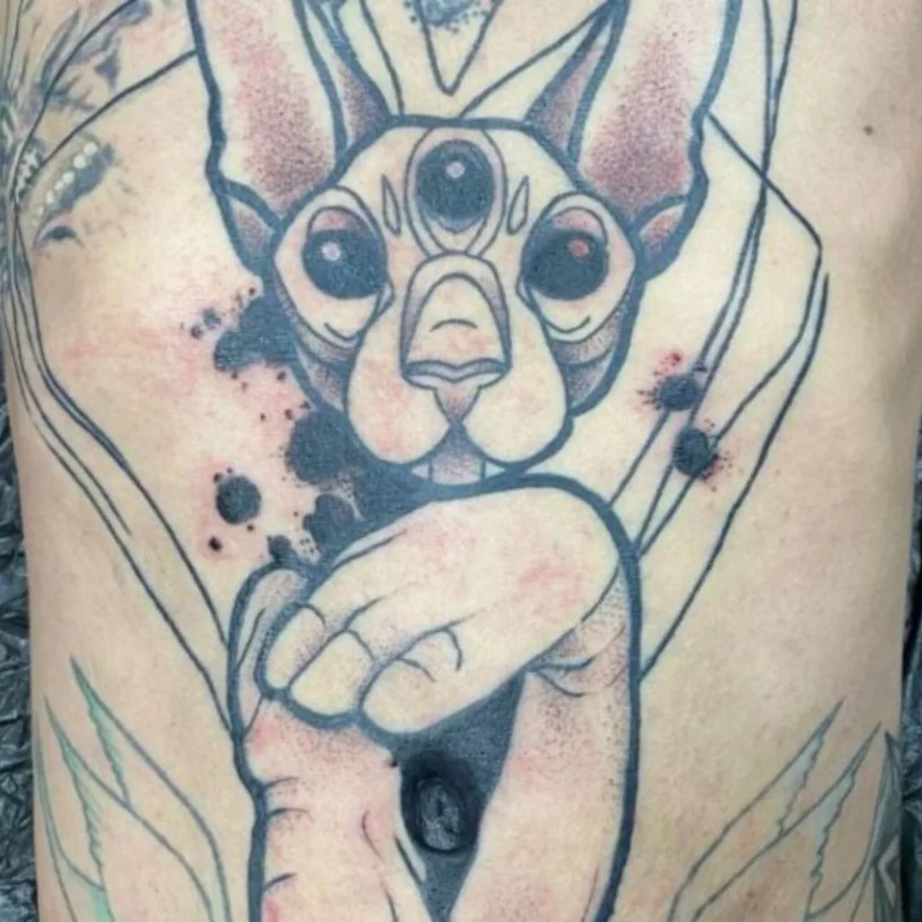 Cat Tattoo With Belly Button