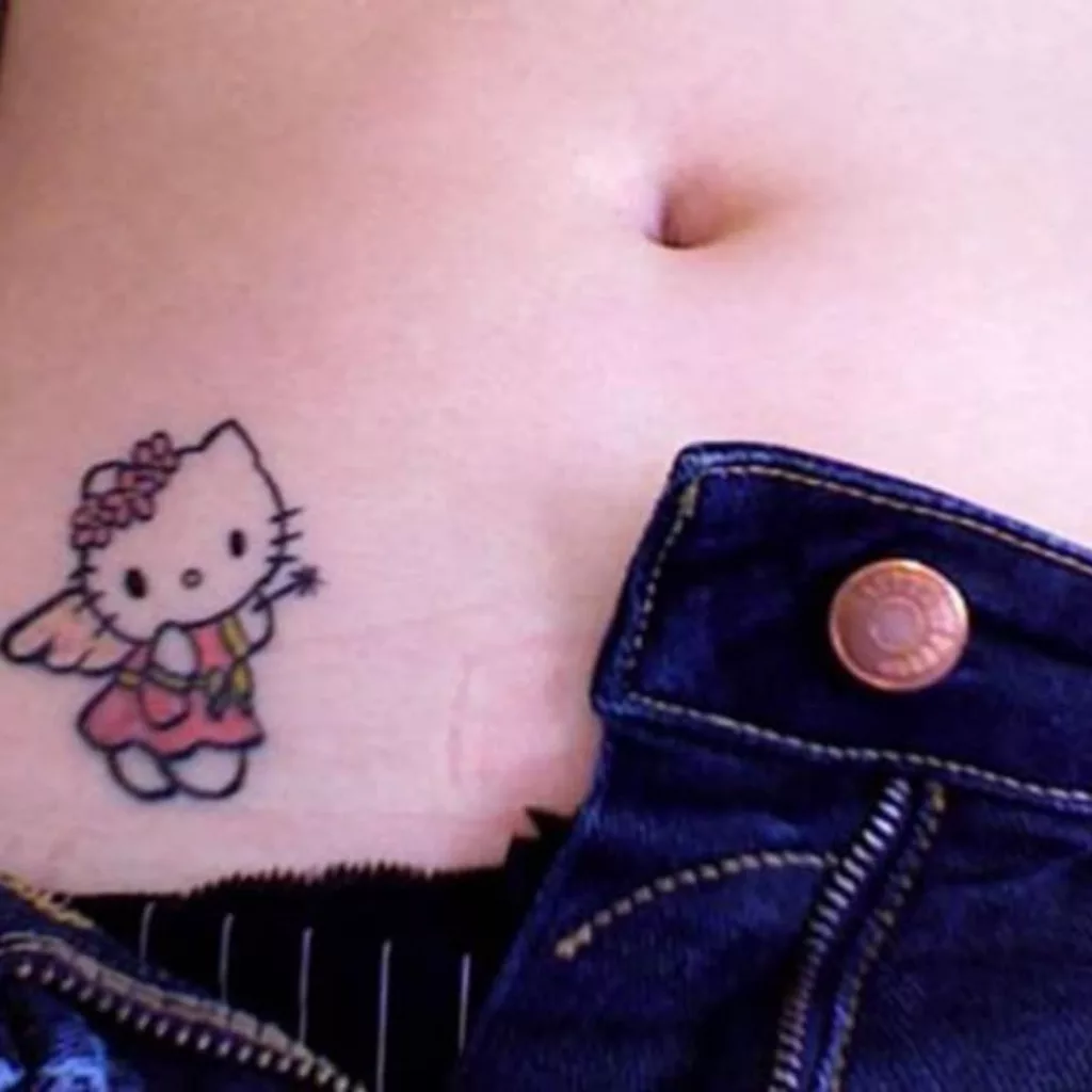 Cat Tattoo With Belly Button