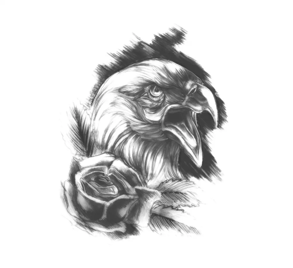 Eagle and Rose Tattoo
