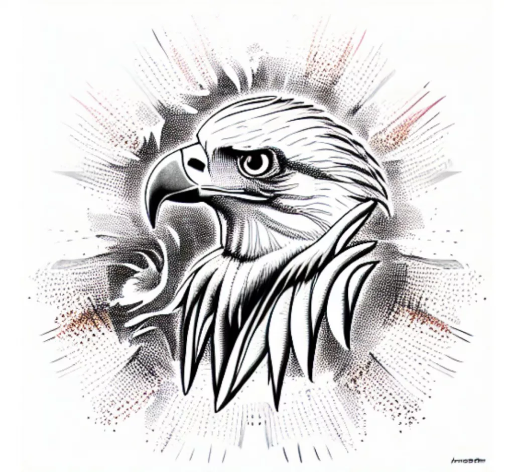 Eagle and Rose Tattoo