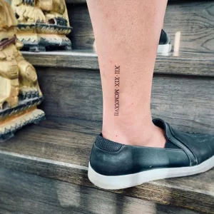 Roman Numerals Men on Ankle Tattoo