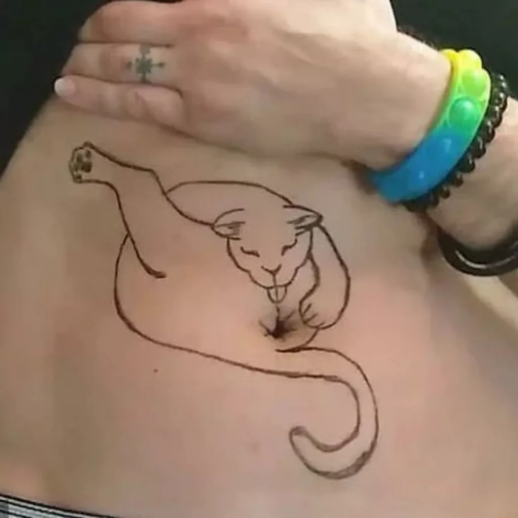 cat tattoo navel