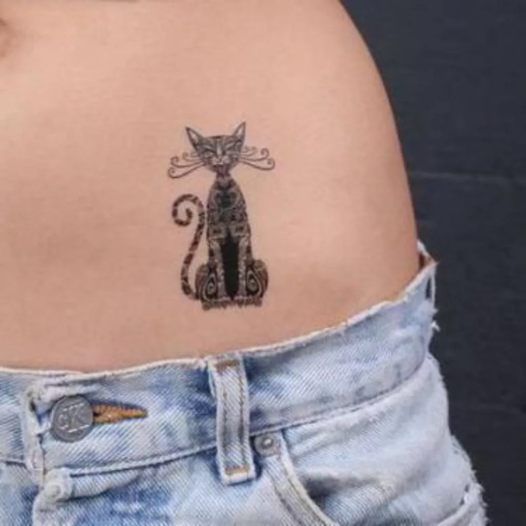 cat tattoo navel