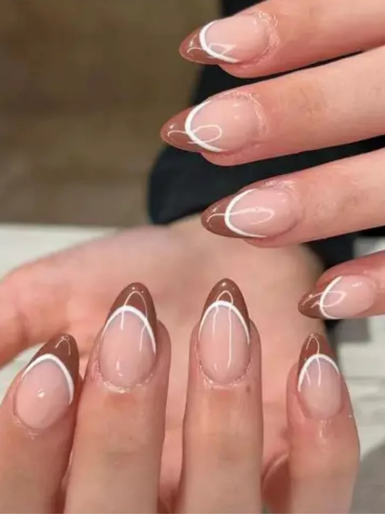Brown French Tip Nails