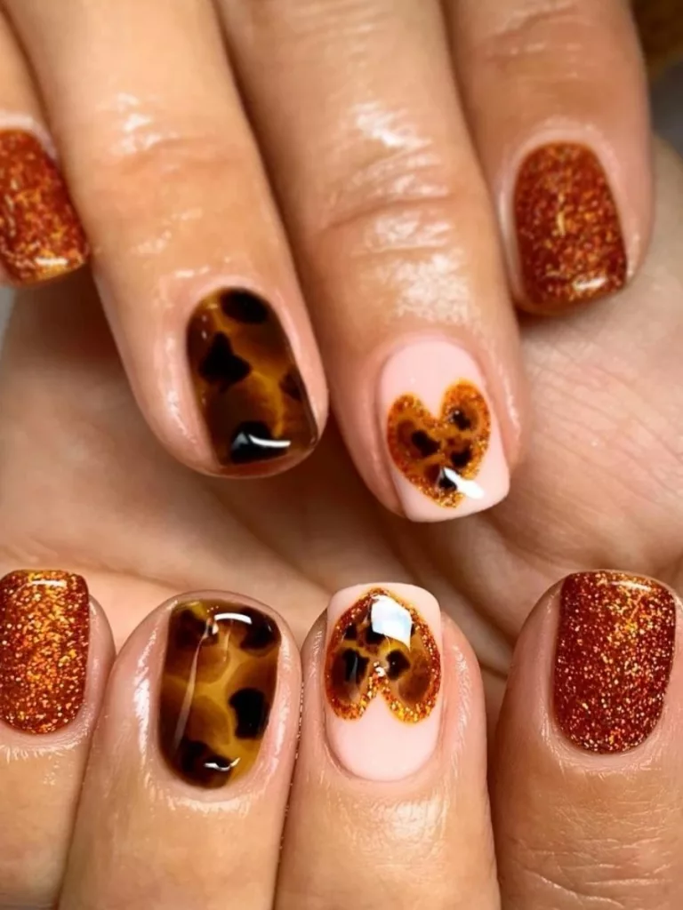 Burnt Orange with Glitter Stripes