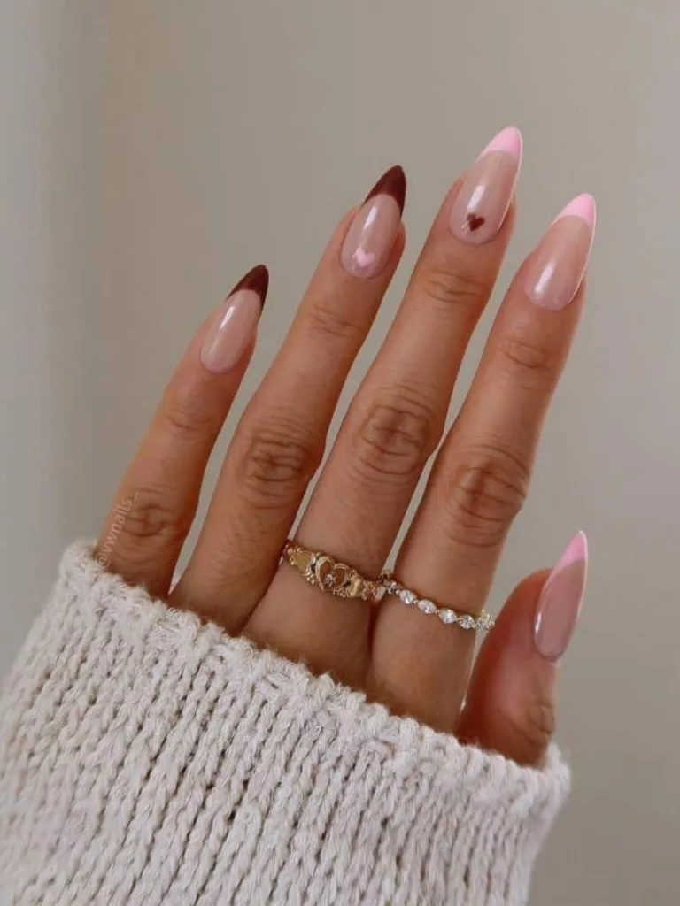 Coffin Brown Nails with Spark