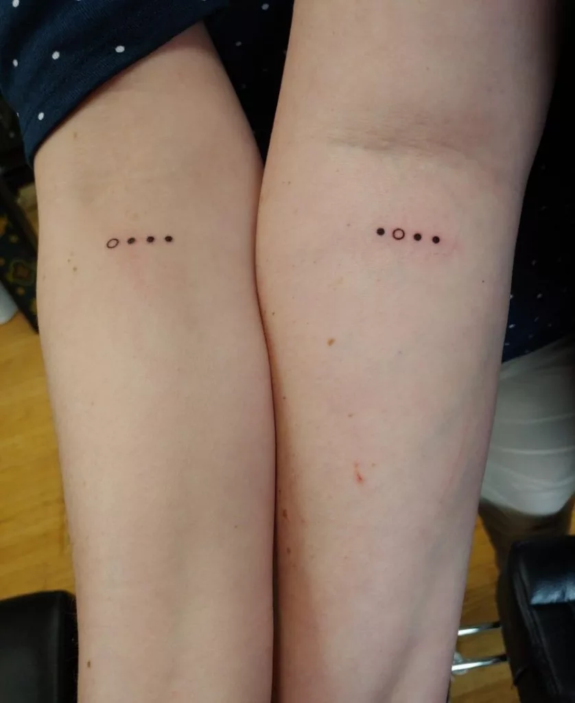 Cute Dot Brother Sister Tattoo Design