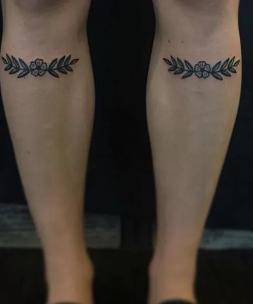 Floral Design Knee Tattoo For Men and Women