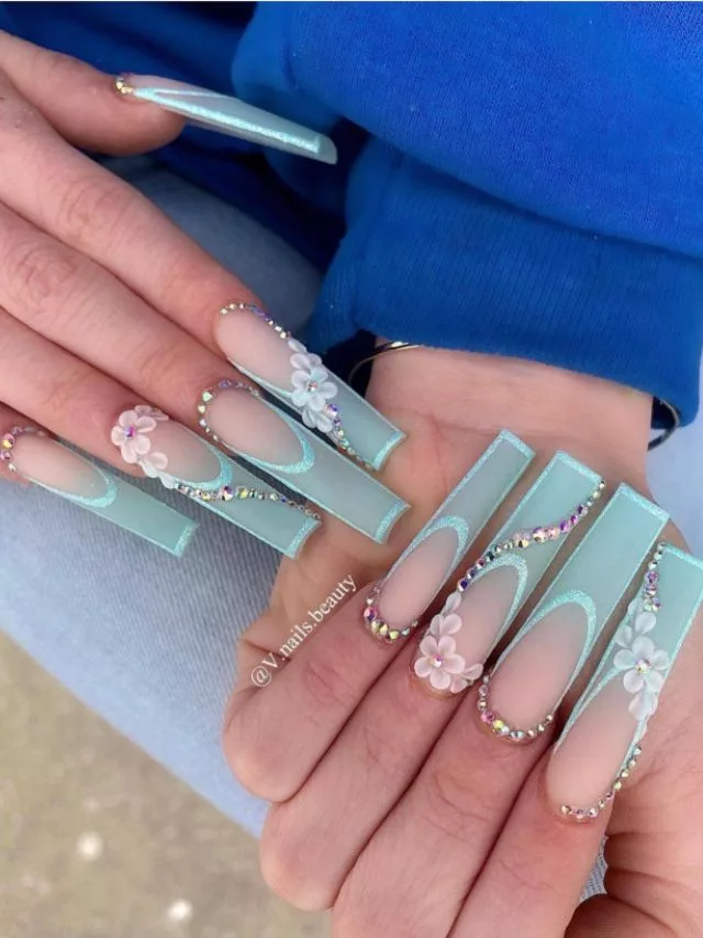 Florals gangster Instagram baddie nails