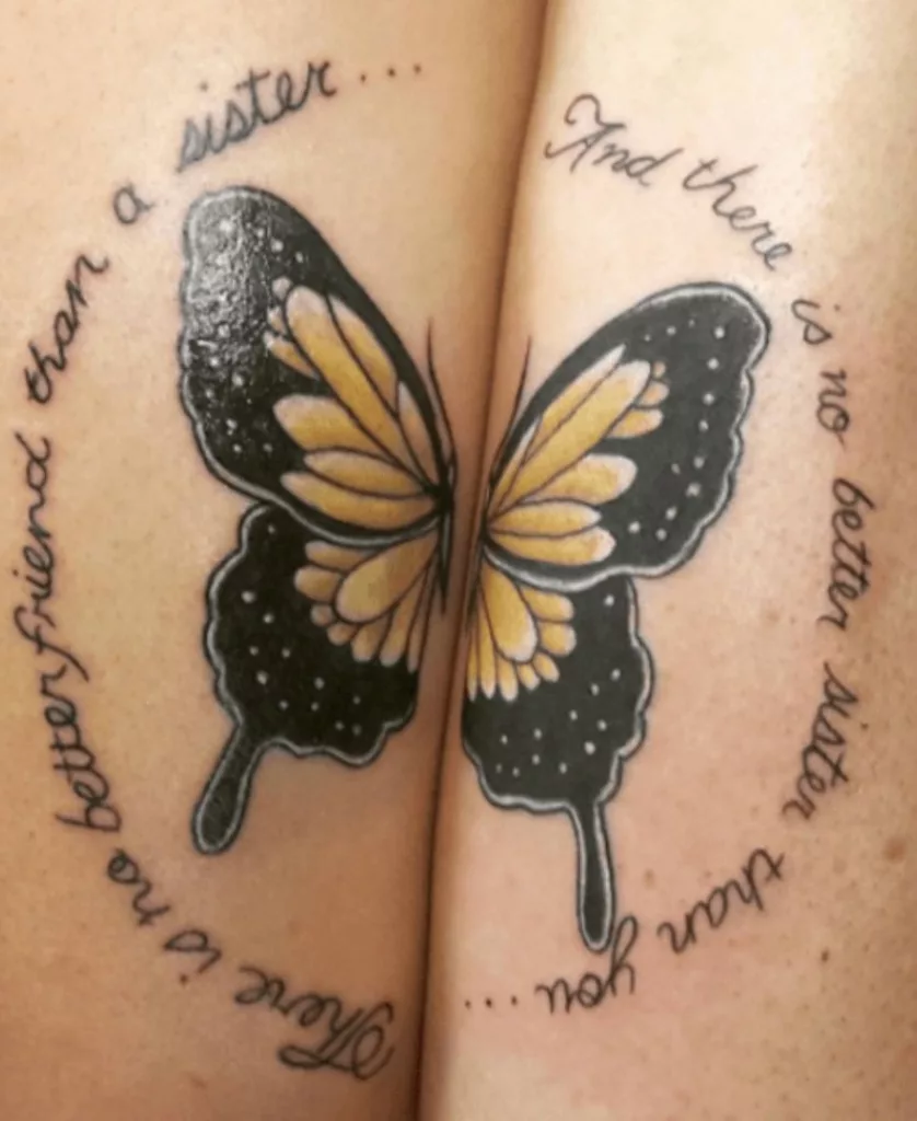 Half Butterfly Sibling Tattoos