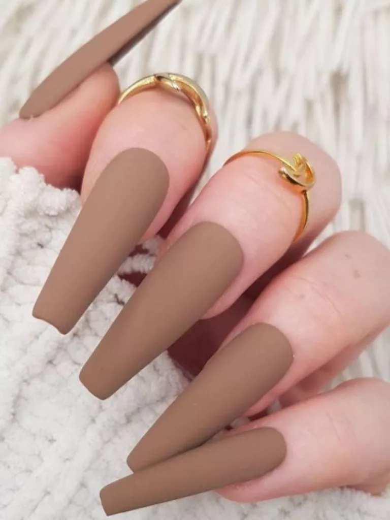 Matte Brown Nails