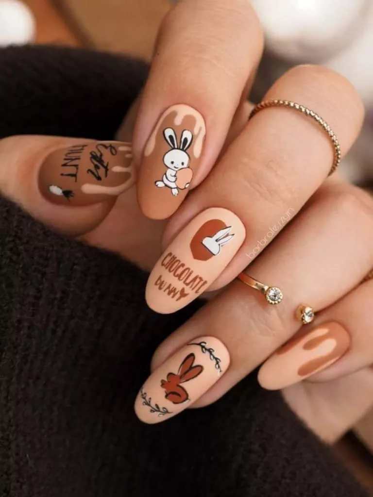 Ombre Orange and Brown Acrylic Nails