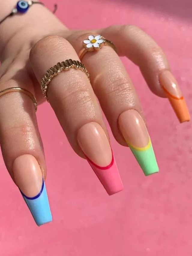 Rainbow French Tips