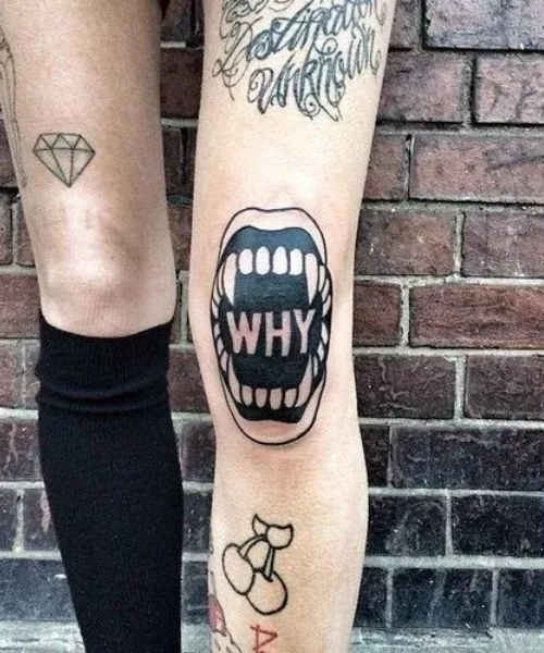 Shark Jaw Knee Tattoo for Women