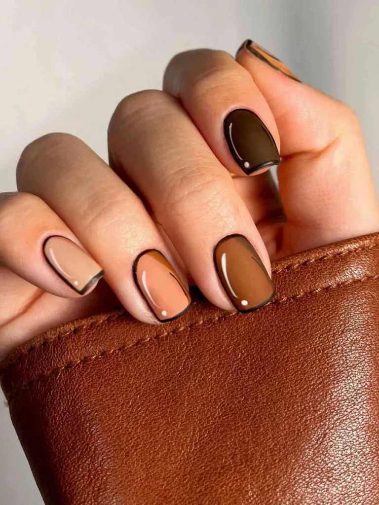 different shades of brown acrylic nails
