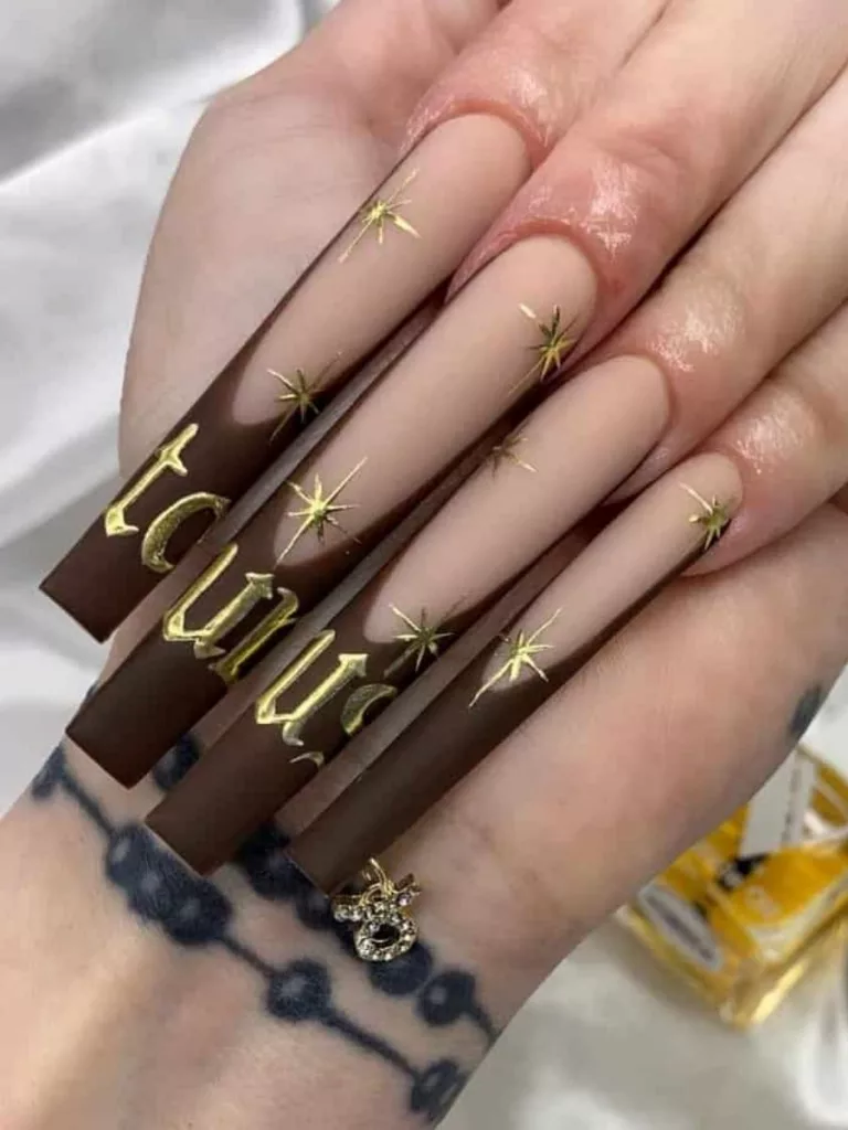 different shades of brown acrylic nails