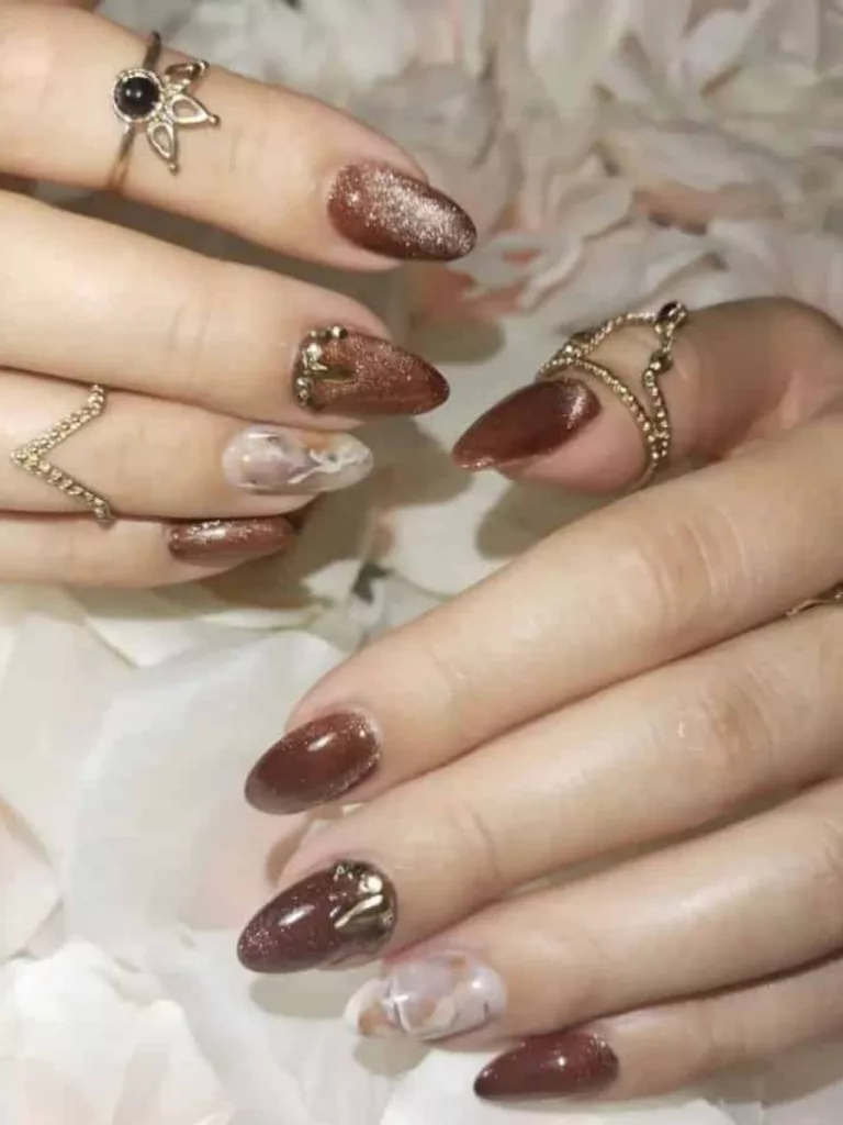 different shades of brown acrylic nails