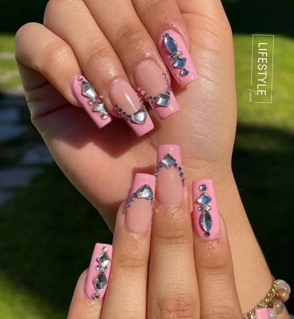 Polka-Coffin-Rhinestone-Nails