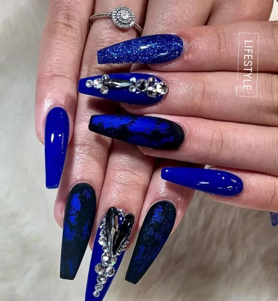 best Baddie Simple Coffin Nails with Rhinestones