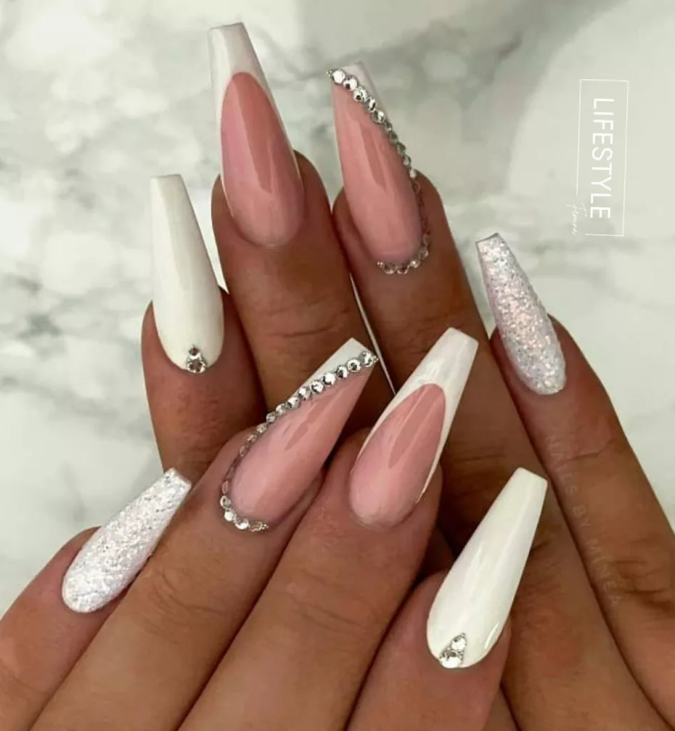 coffin nail designs with rhinestones