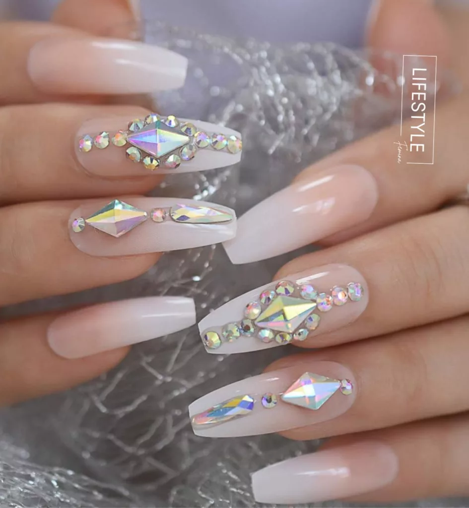 coffin rhinestone nail designs