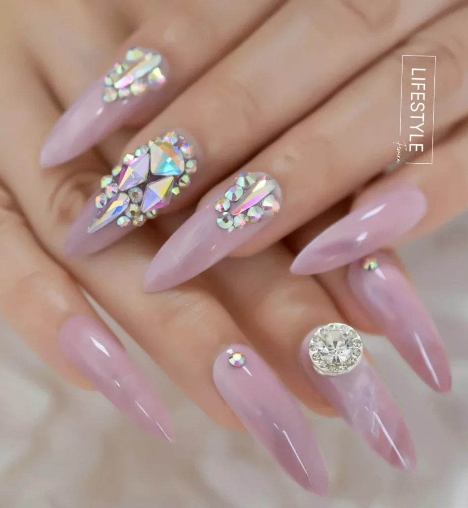 coffin rhinestone nail designs