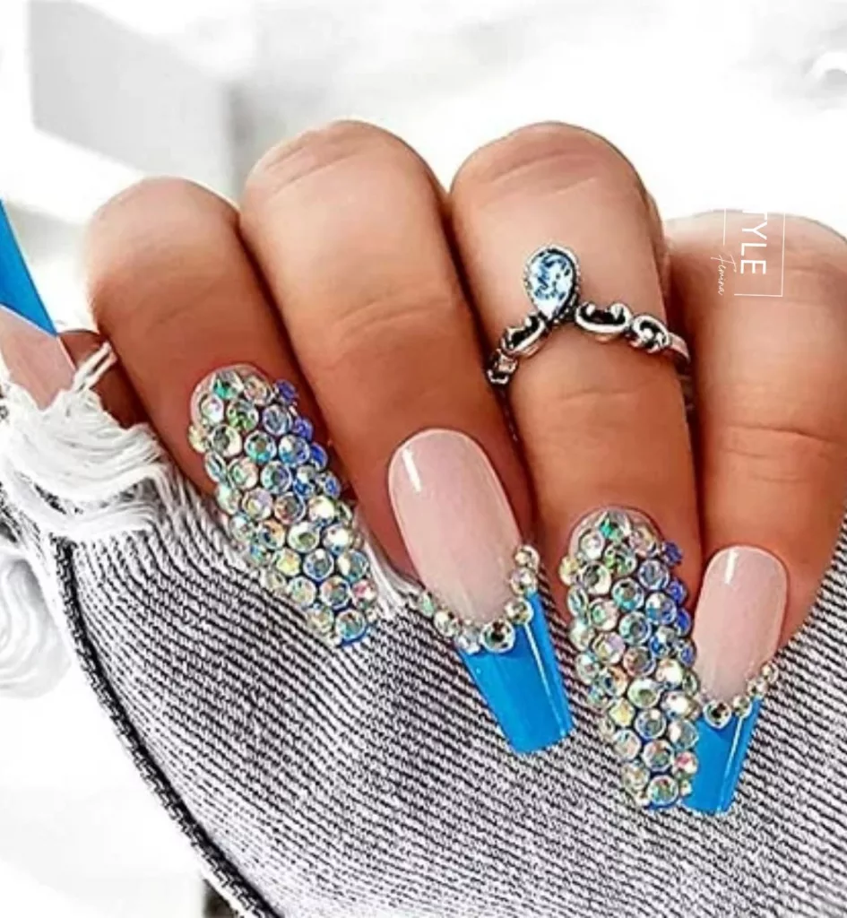 purple nails with gems
