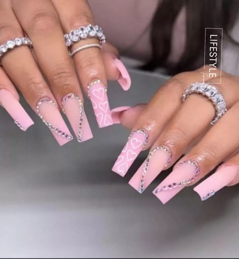 rhinestone bling coffin nails
